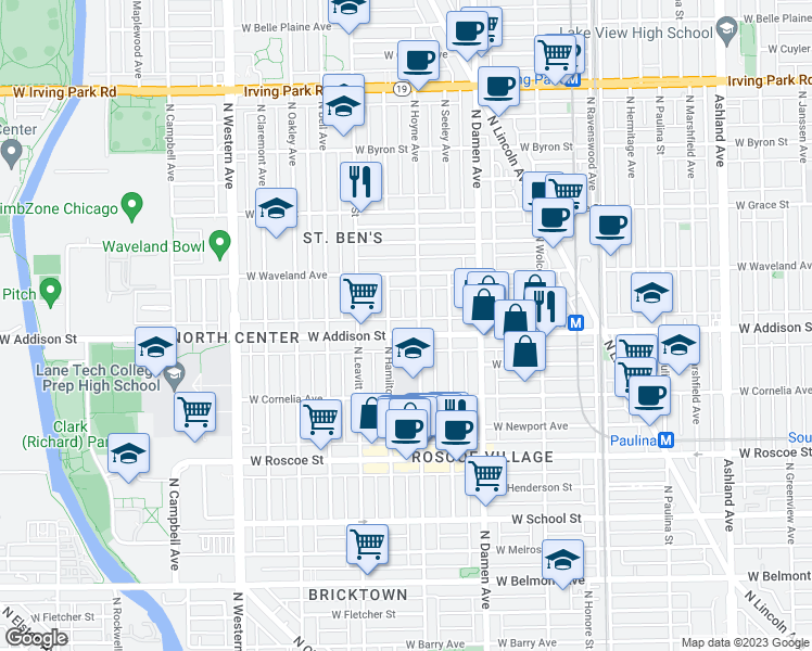 map of restaurants, bars, coffee shops, grocery stores, and more near in Chicago