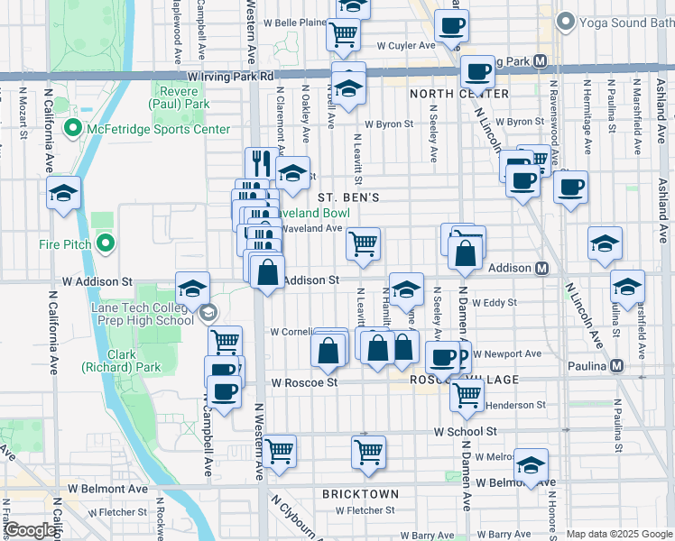 map of restaurants, bars, coffee shops, grocery stores, and more near in Chicago