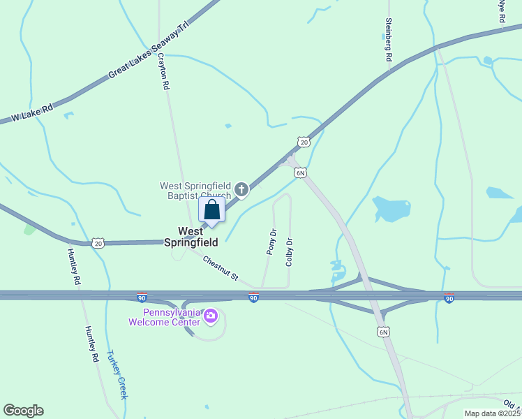 map of restaurants, bars, coffee shops, grocery stores, and more near 13687 Ridge Rd in Erie