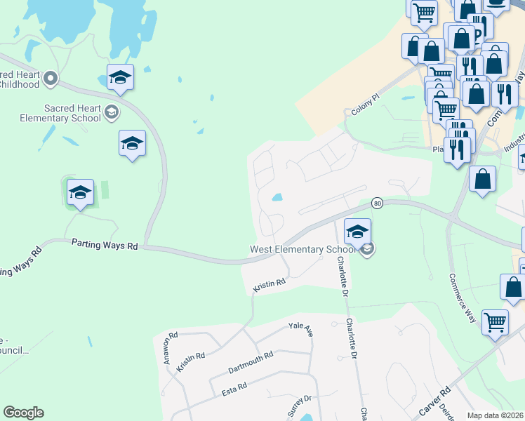 map of restaurants, bars, coffee shops, grocery stores, and more near 6 Willow Bend Boulevard in Plymouth