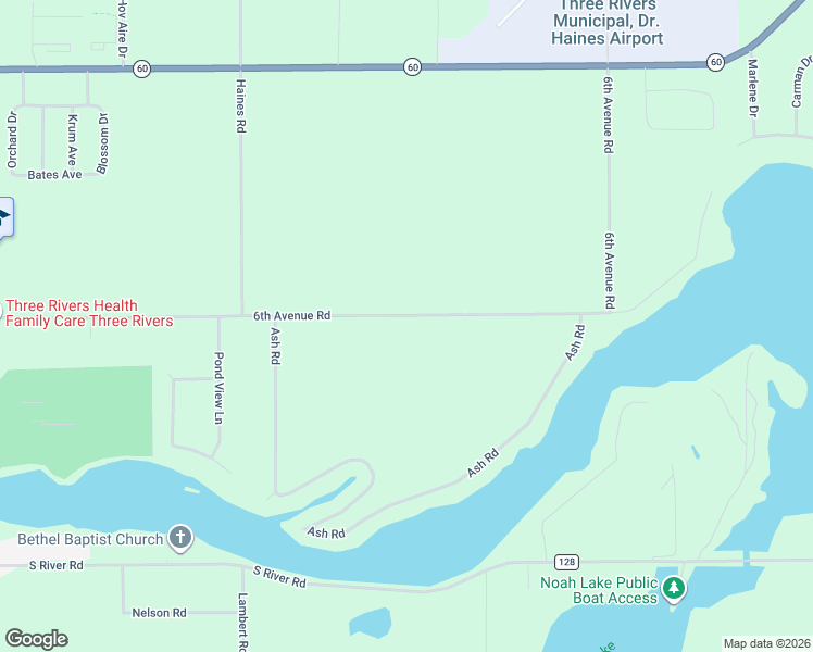 map of restaurants, bars, coffee shops, grocery stores, and more near 18333 6th Avenue Road in Three Rivers