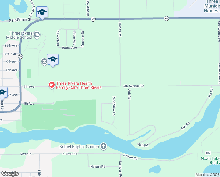map of restaurants, bars, coffee shops, grocery stores, and more near 17966 6th Avenue Road in Three Rivers