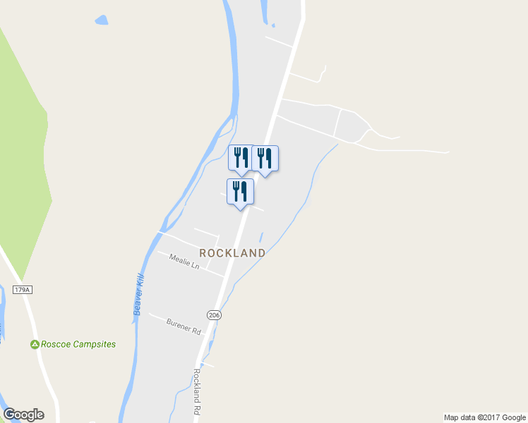 map of restaurants, bars, coffee shops, grocery stores, and more near 59 Taylor Road in Roscoe