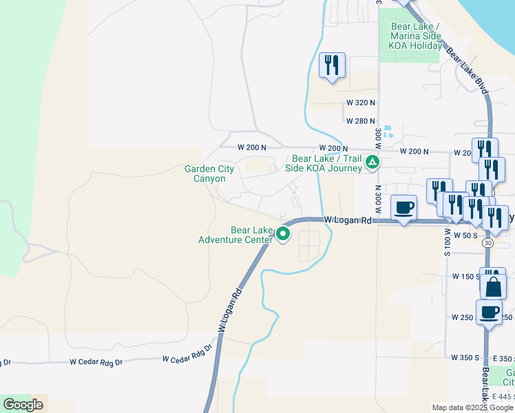 map of restaurants, bars, coffee shops, grocery stores, and more near 55 North Sherry Lane in Garden City