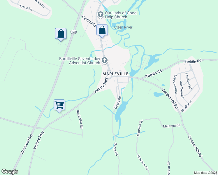 map of restaurants, bars, coffee shops, grocery stores, and more near 761 Victory Highway in Burrillville