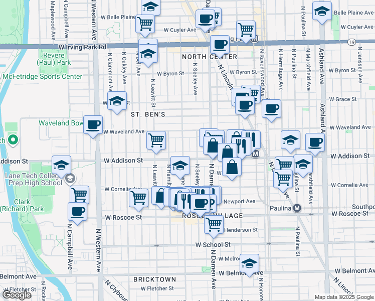 map of restaurants, bars, coffee shops, grocery stores, and more near in Chicago