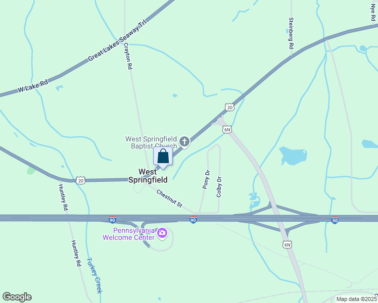 map of restaurants, bars, coffee shops, grocery stores, and more near 13687 Ridge Rd in Erie