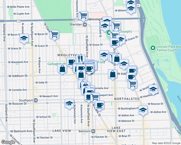 map of restaurants, bars, coffee shops, grocery stores, and more near in Chicago