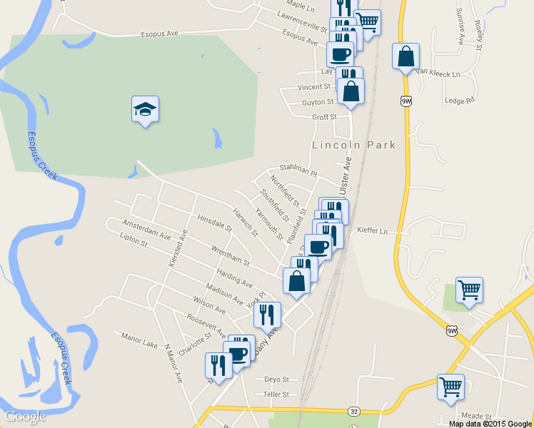 map of restaurants, bars, coffee shops, grocery stores, and more near 100 Yarmouth St in Kingston