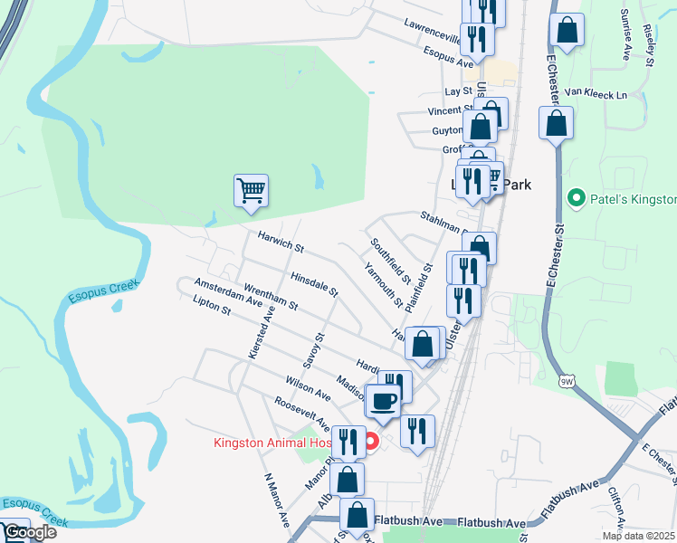 map of restaurants, bars, coffee shops, grocery stores, and more near 143 Harwich Street in Kingston