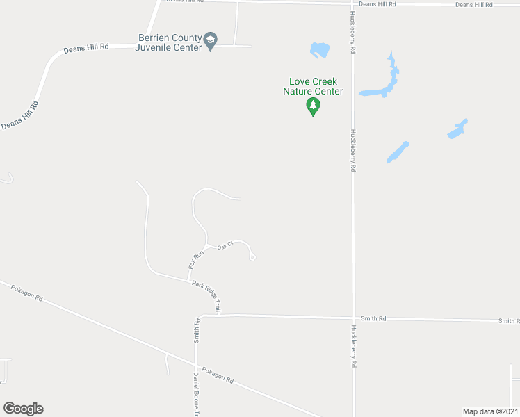 map of restaurants, bars, coffee shops, grocery stores, and more near 9351 Fox Run in Berrien Center