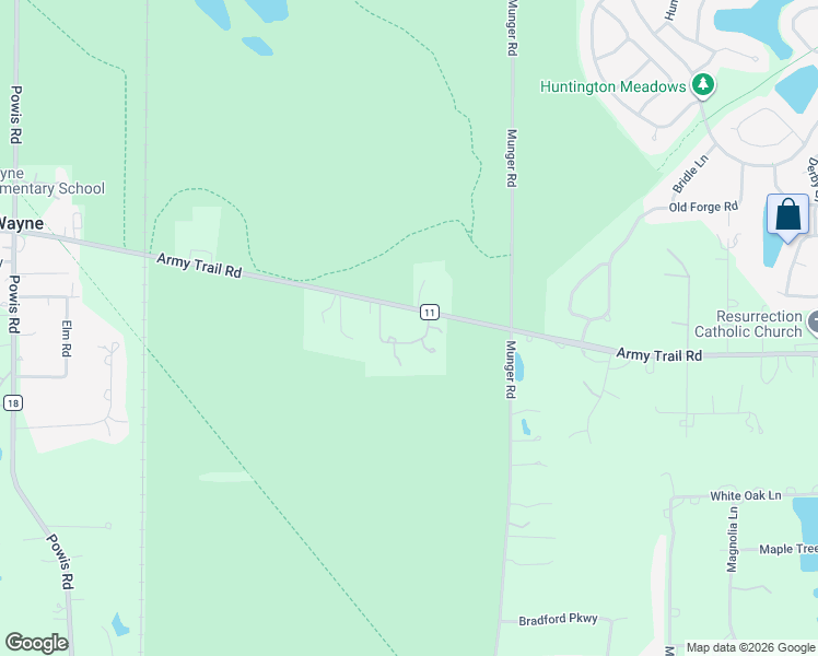 map of restaurants, bars, coffee shops, grocery stores, and more near 31W141 Army Trail Road in Wayne