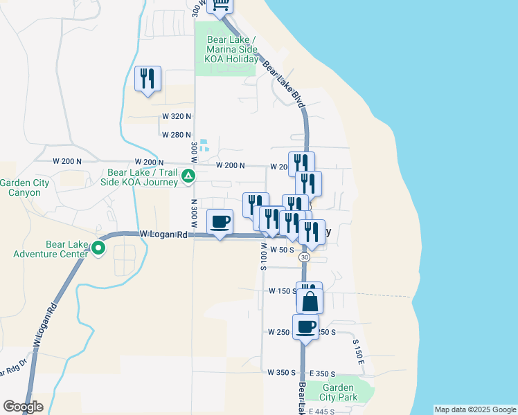 map of restaurants, bars, coffee shops, grocery stores, and more near 110 West Seasons Lane in Garden City
