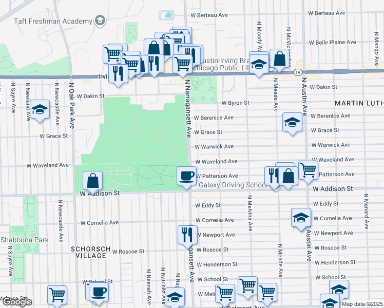 map of restaurants, bars, coffee shops, grocery stores, and more near in Chicago