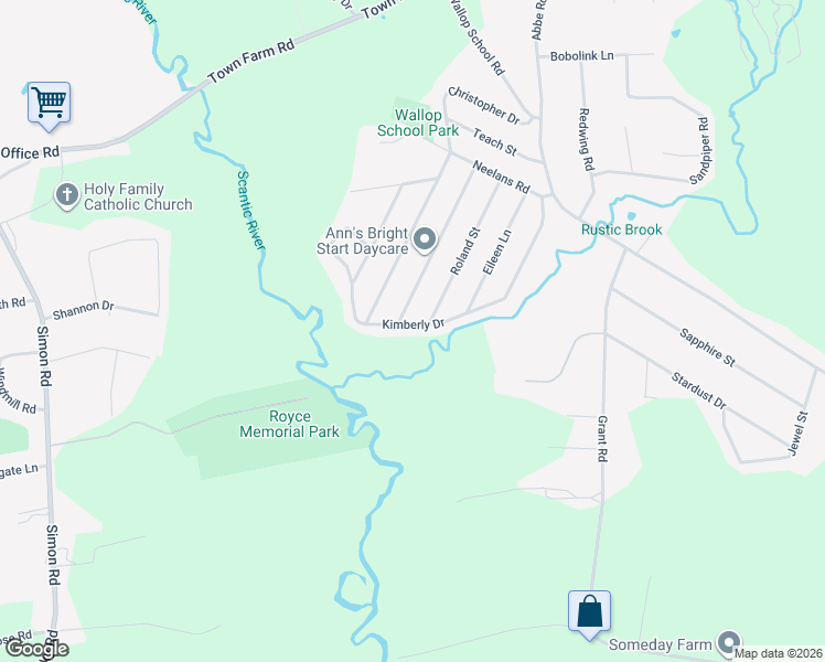 map of restaurants, bars, coffee shops, grocery stores, and more near 43 Kimberly Drive in Enfield