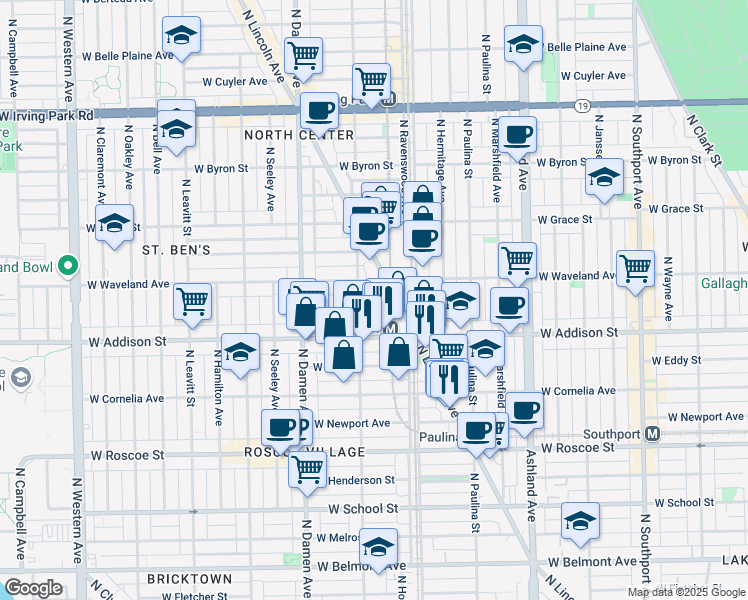 map of restaurants, bars, coffee shops, grocery stores, and more near in Chicago