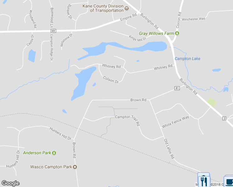 map of restaurants, bars, coffee shops, grocery stores, and more near 41W118 Brown Road in St. Charles