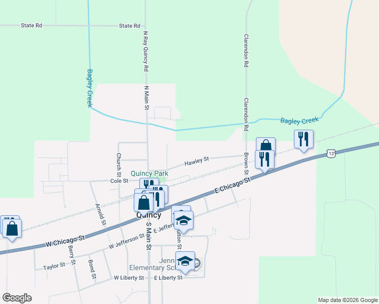 map of restaurants, bars, coffee shops, grocery stores, and more near 47 Hawley Street in Quincy