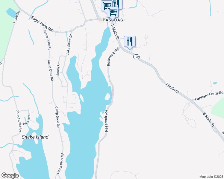 map of restaurants, bars, coffee shops, grocery stores, and more near 205 Reservoir Road in Burrillville