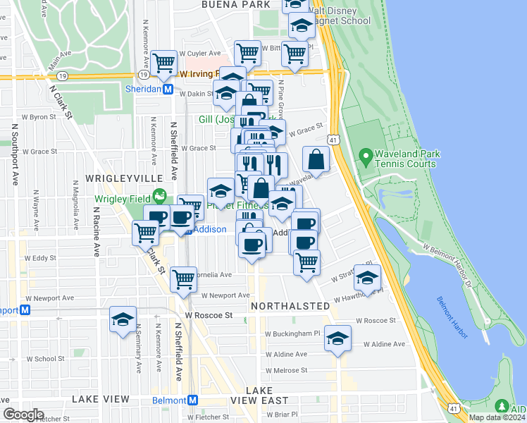 map of restaurants, bars, coffee shops, grocery stores, and more near in Chicago