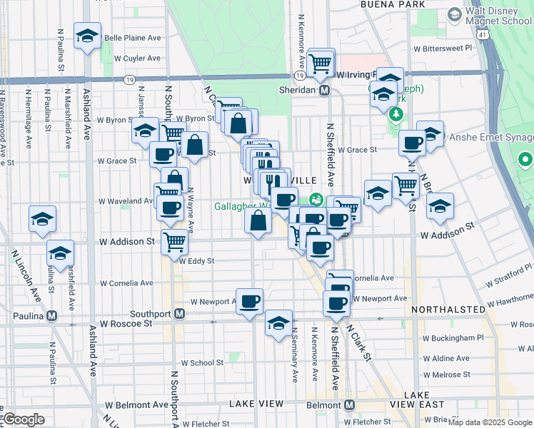 map of restaurants, bars, coffee shops, grocery stores, and more near in Chicago
