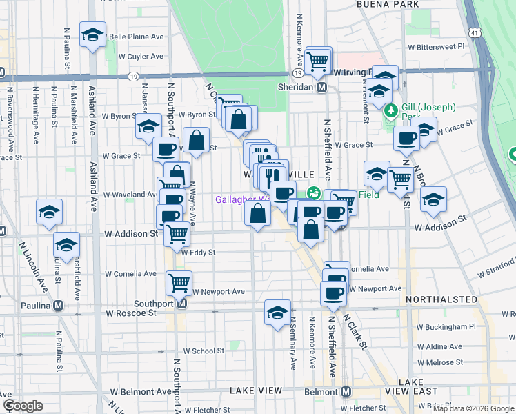 map of restaurants, bars, coffee shops, grocery stores, and more near in Chicago