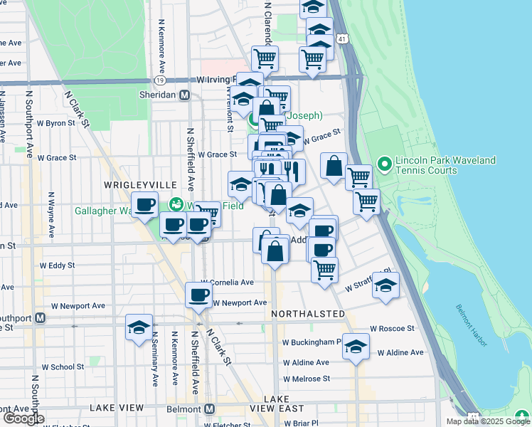 map of restaurants, bars, coffee shops, grocery stores, and more near in Chicago