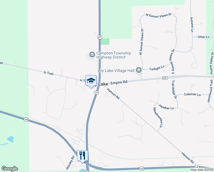 map of restaurants, bars, coffee shops, grocery stores, and more near 44W59 Empire Road in St. Charles