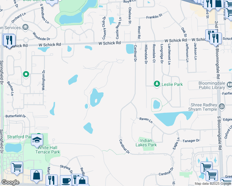 map of restaurants, bars, coffee shops, grocery stores, and more near in Bloomingdale