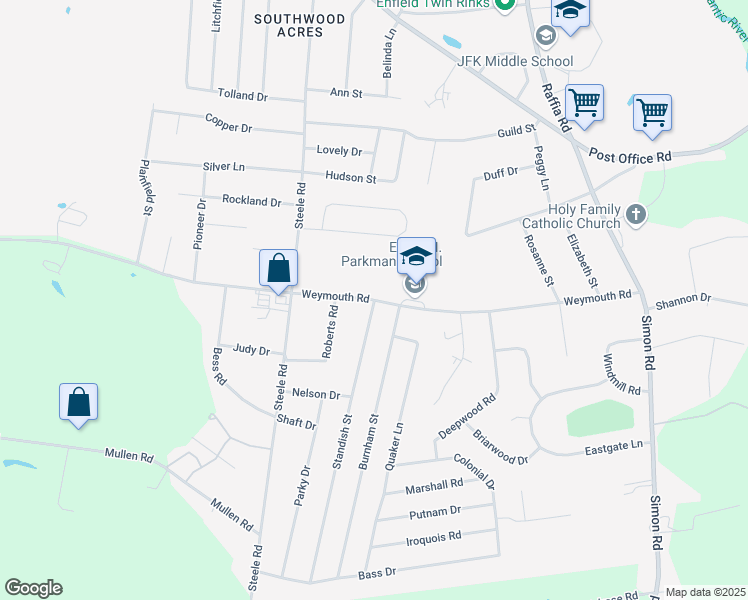 map of restaurants, bars, coffee shops, grocery stores, and more near 165 Weymouth Road in Enfield