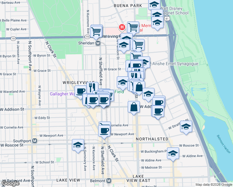 map of restaurants, bars, coffee shops, grocery stores, and more near in Chicago
