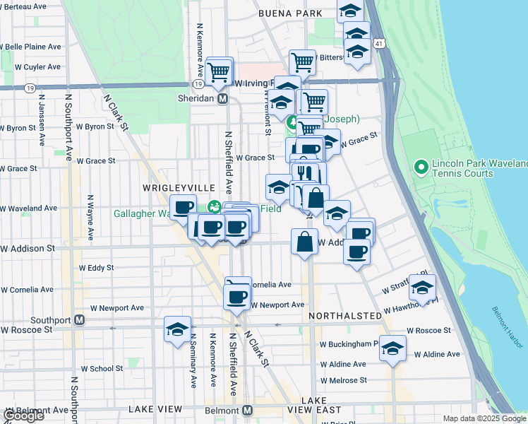 map of restaurants, bars, coffee shops, grocery stores, and more near in Chicago