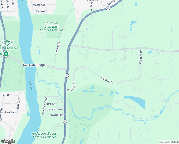 map of restaurants, bars, coffee shops, grocery stores, and more near 813 Fox Glen Drive in St. Charles