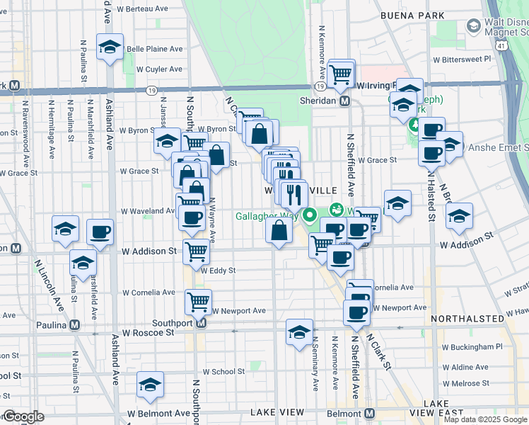 map of restaurants, bars, coffee shops, grocery stores, and more near in Chicago