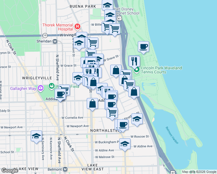 map of restaurants, bars, coffee shops, grocery stores, and more near 618 West Patterson Avenue in Chicago