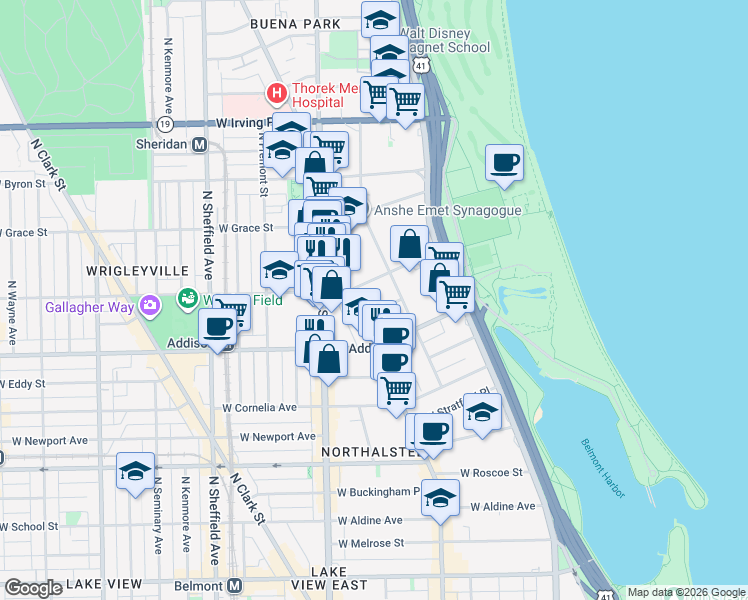 map of restaurants, bars, coffee shops, grocery stores, and more near in Chicago