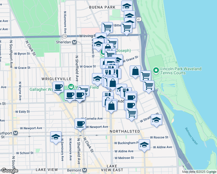 map of restaurants, bars, coffee shops, grocery stores, and more near in Chicago