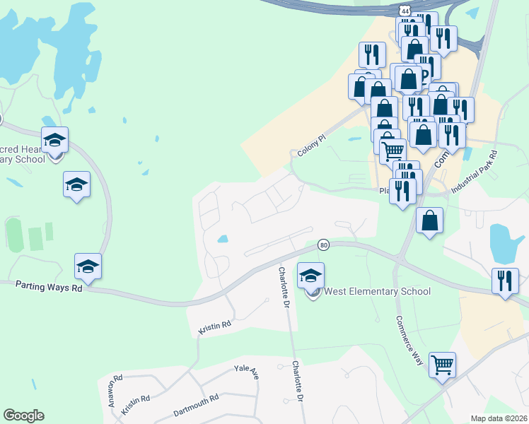 map of restaurants, bars, coffee shops, grocery stores, and more near in Plymouth