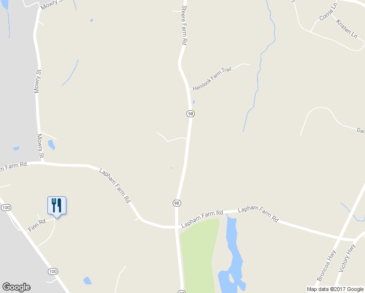 map of restaurants, bars, coffee shops, grocery stores, and more near 525 Steere Farm Road in Burrillville
