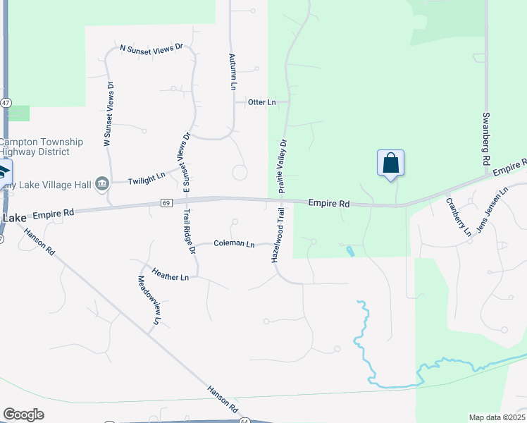 map of restaurants, bars, coffee shops, grocery stores, and more near 43W453 Empire Road in St. Charles