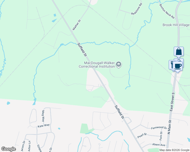 map of restaurants, bars, coffee shops, grocery stores, and more near 1279 Suffield Street in Suffield