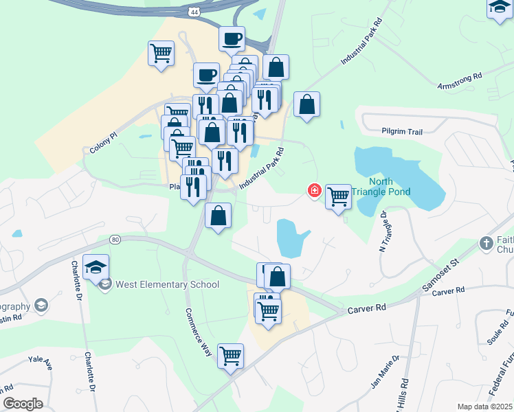 map of restaurants, bars, coffee shops, grocery stores, and more near 6 Resnik Road in Plymouth