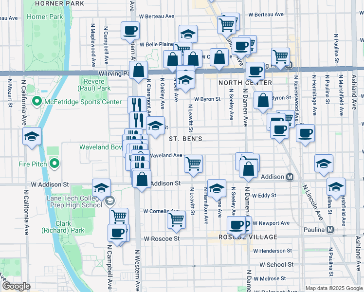 map of restaurants, bars, coffee shops, grocery stores, and more near in Chicago