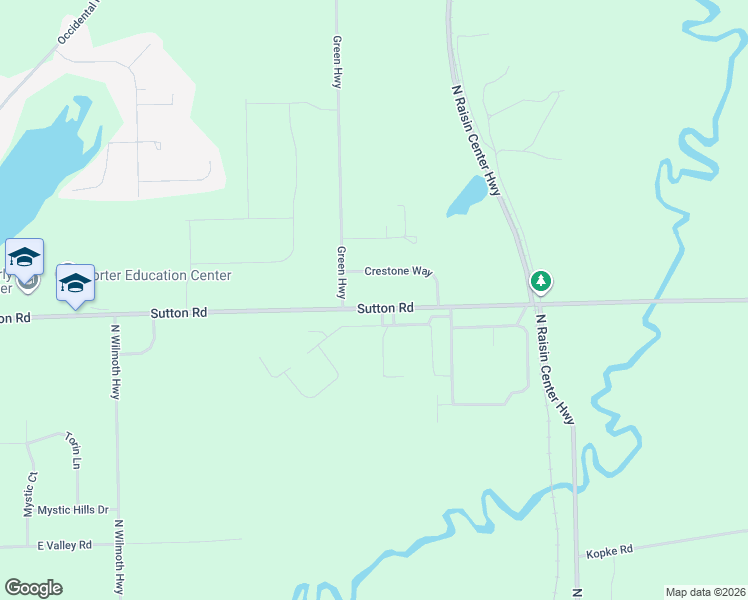 map of restaurants, bars, coffee shops, grocery stores, and more near 3540 Sutton Road in Tecumseh