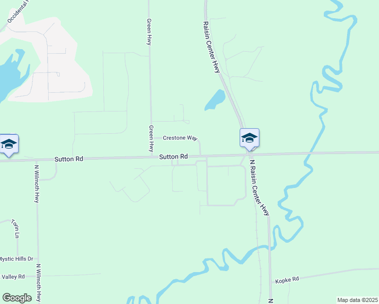 map of restaurants, bars, coffee shops, grocery stores, and more near 3650 Sutton Road in Tecumseh