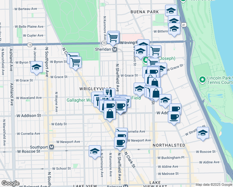 map of restaurants, bars, coffee shops, grocery stores, and more near in Chicago