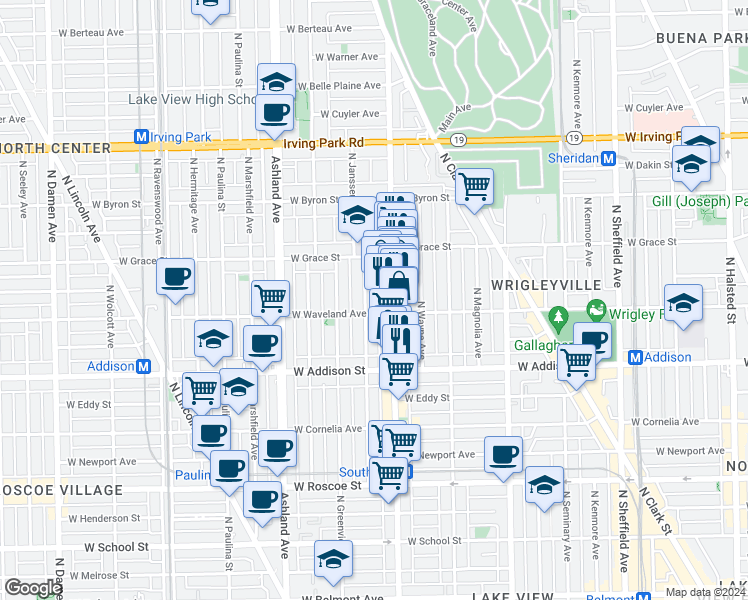 map of restaurants, bars, coffee shops, grocery stores, and more near in Chicago
