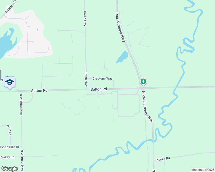 map of restaurants, bars, coffee shops, grocery stores, and more near 3650 Sutton Road in Tecumseh