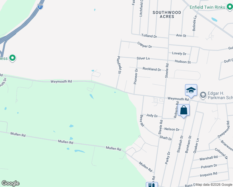map of restaurants, bars, coffee shops, grocery stores, and more near 1 Deerfield Circle in Enfield