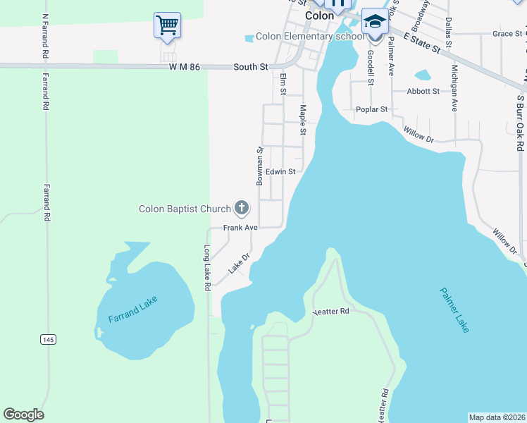 map of restaurants, bars, coffee shops, grocery stores, and more near 910 Bowman Street in Colon